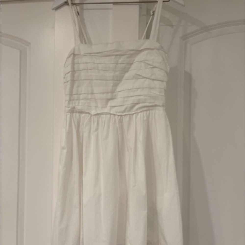 Abercrombie & Fitch White Emerson Poplin Sundress with Pleated Bodice